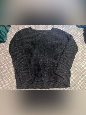 Sparkle and Fade Black Ribbed Knit Sweater